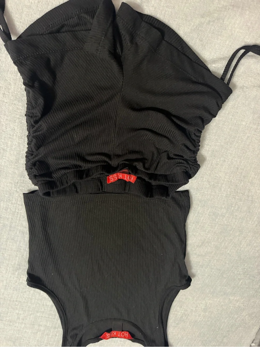 Kiss Black Ribbed Kids Tank One-Piece Set